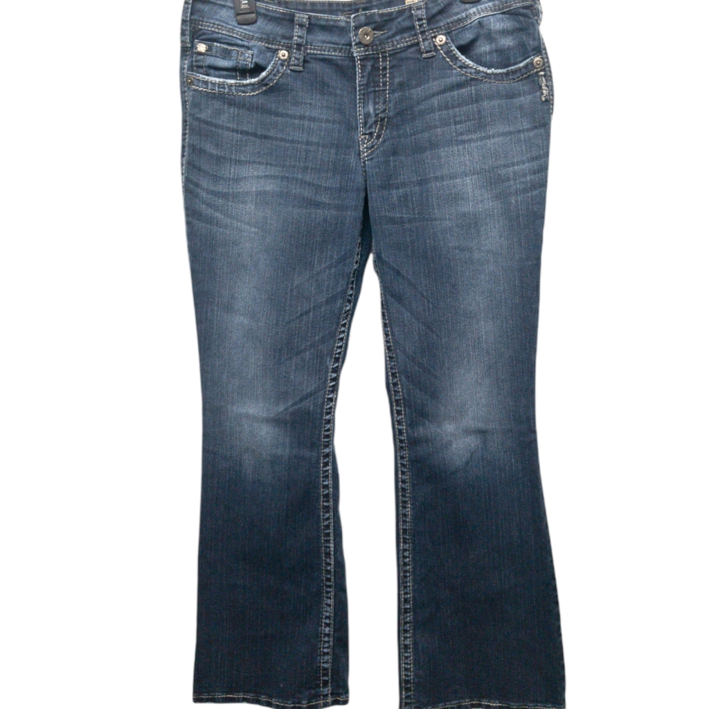 Silver Brand Dark Stained Denim Wide Leg Jeans Silver Brand Dark Stained Denim Wide Leg Jeans